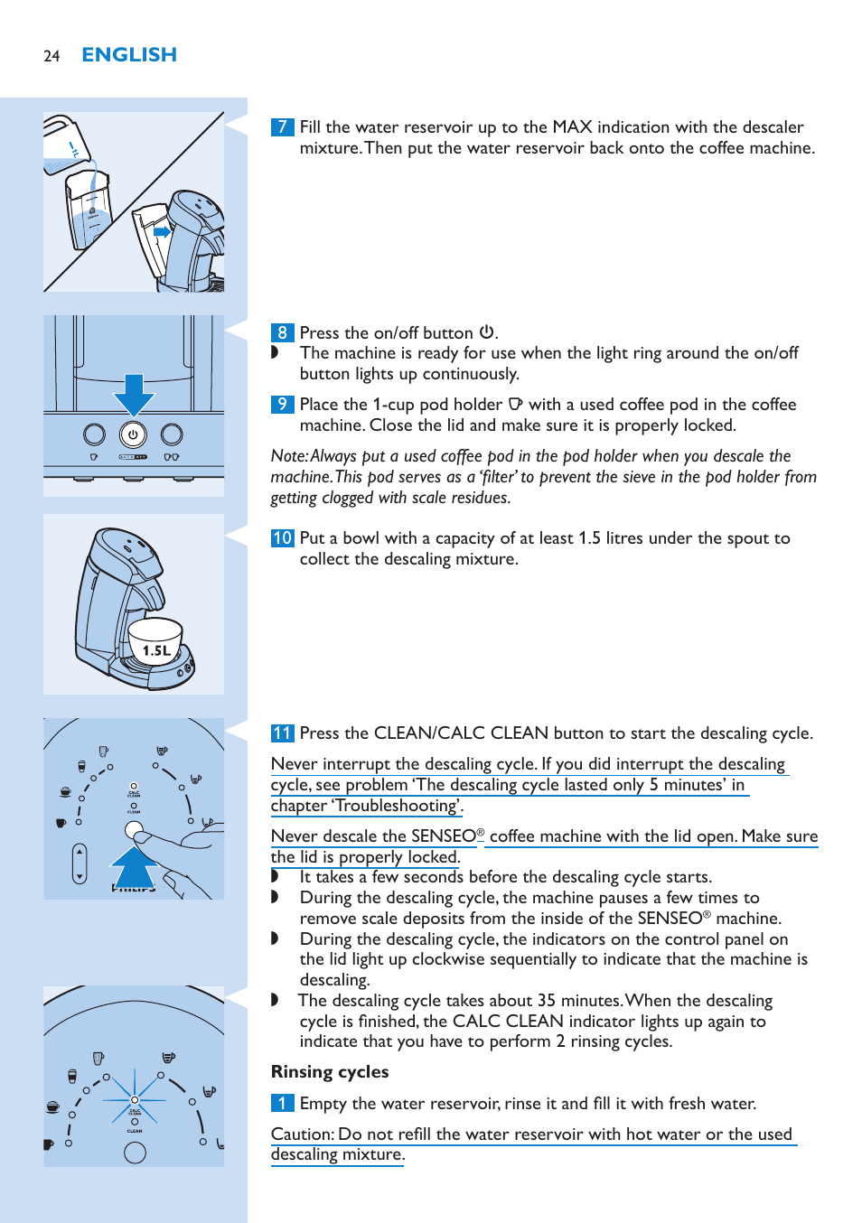 Philips SENSEO® Latte Select Kaffeepadmaschine User Manual | Page 24 / 102