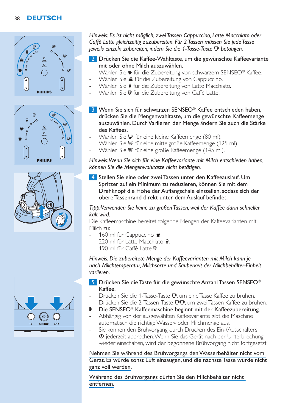 Philips SENSEO® Latte Select Kaffeepadmaschine User Manual | Page 38 / 102