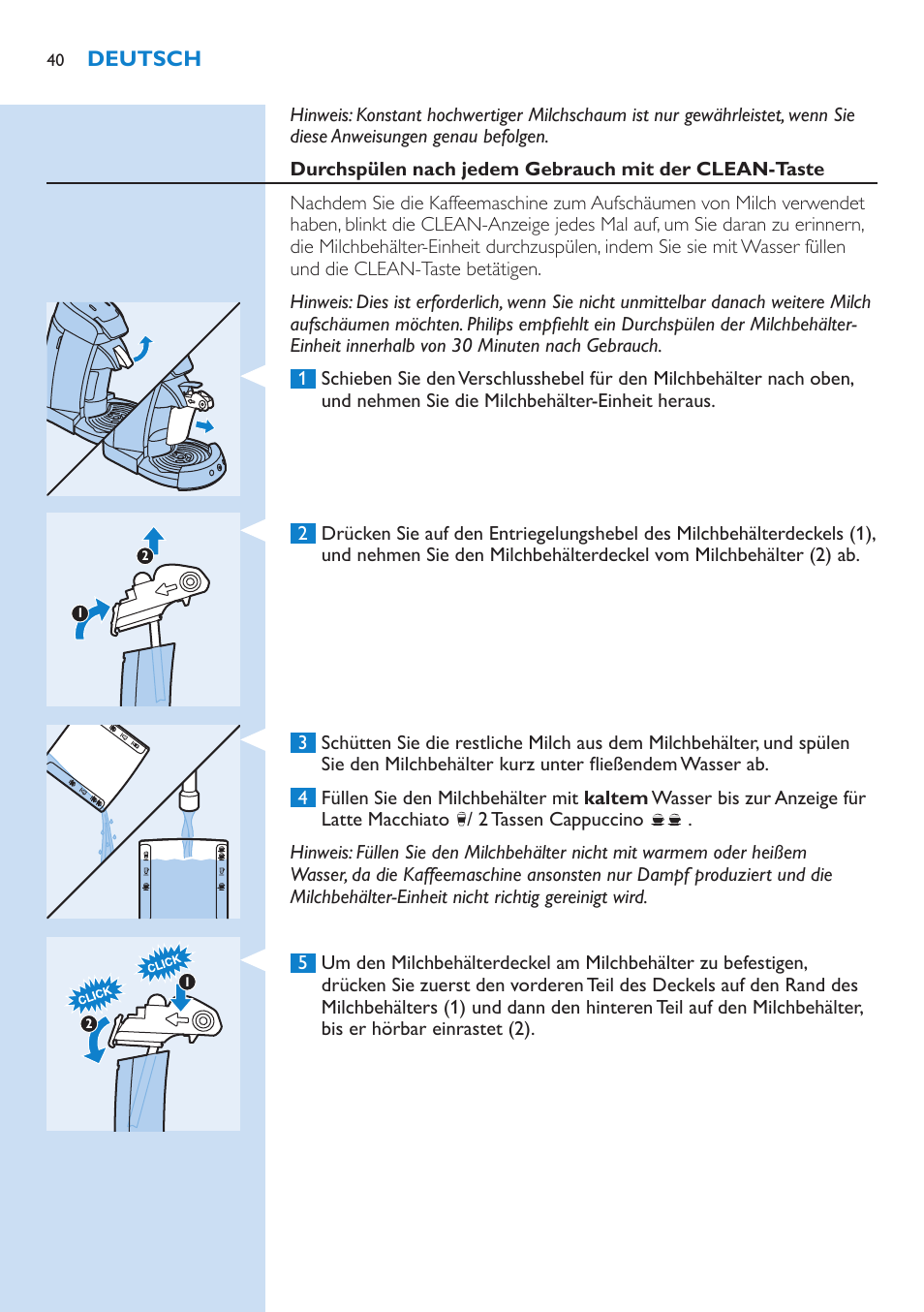 Philips SENSEO® Latte Select Kaffeepadmaschine User Manual | Page 40 / 102