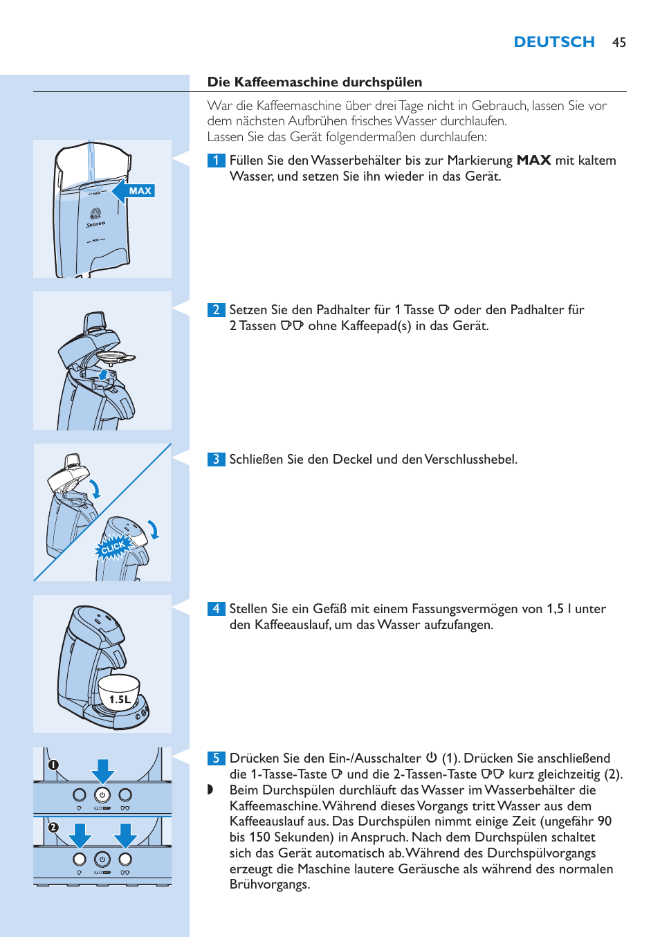 Philips SENSEO® Latte Select Kaffeepadmaschine User Manual | Page 45 / 102