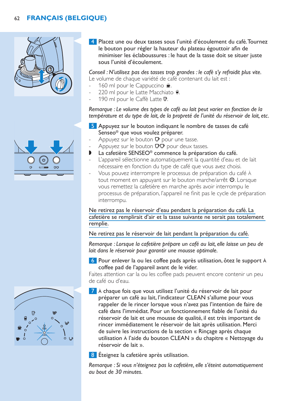 Philips SENSEO® Latte Select Kaffeepadmaschine User Manual | Page 62 / 102