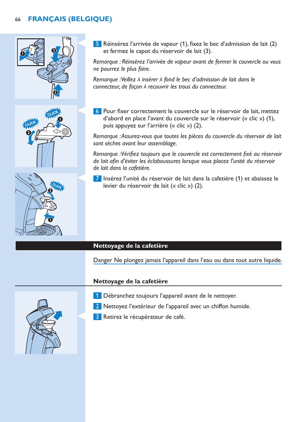 Nettoyage de la cafetière, Français (belgique) | Philips SENSEO® Latte Select Kaffeepadmaschine User Manual | Page 66 / 102