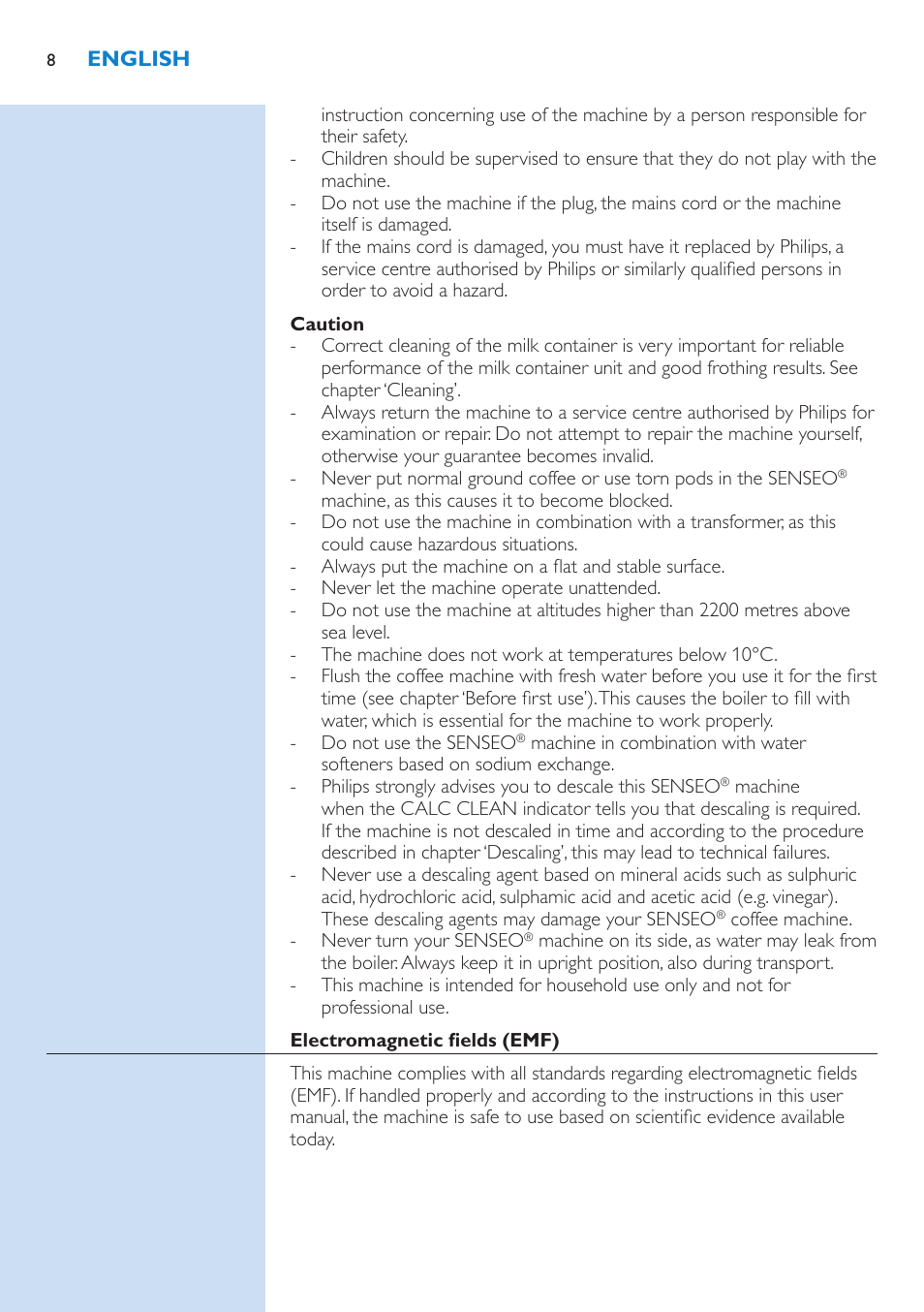 Philips SENSEO® Latte Select Kaffeepadmaschine User Manual | Page 8 / 102