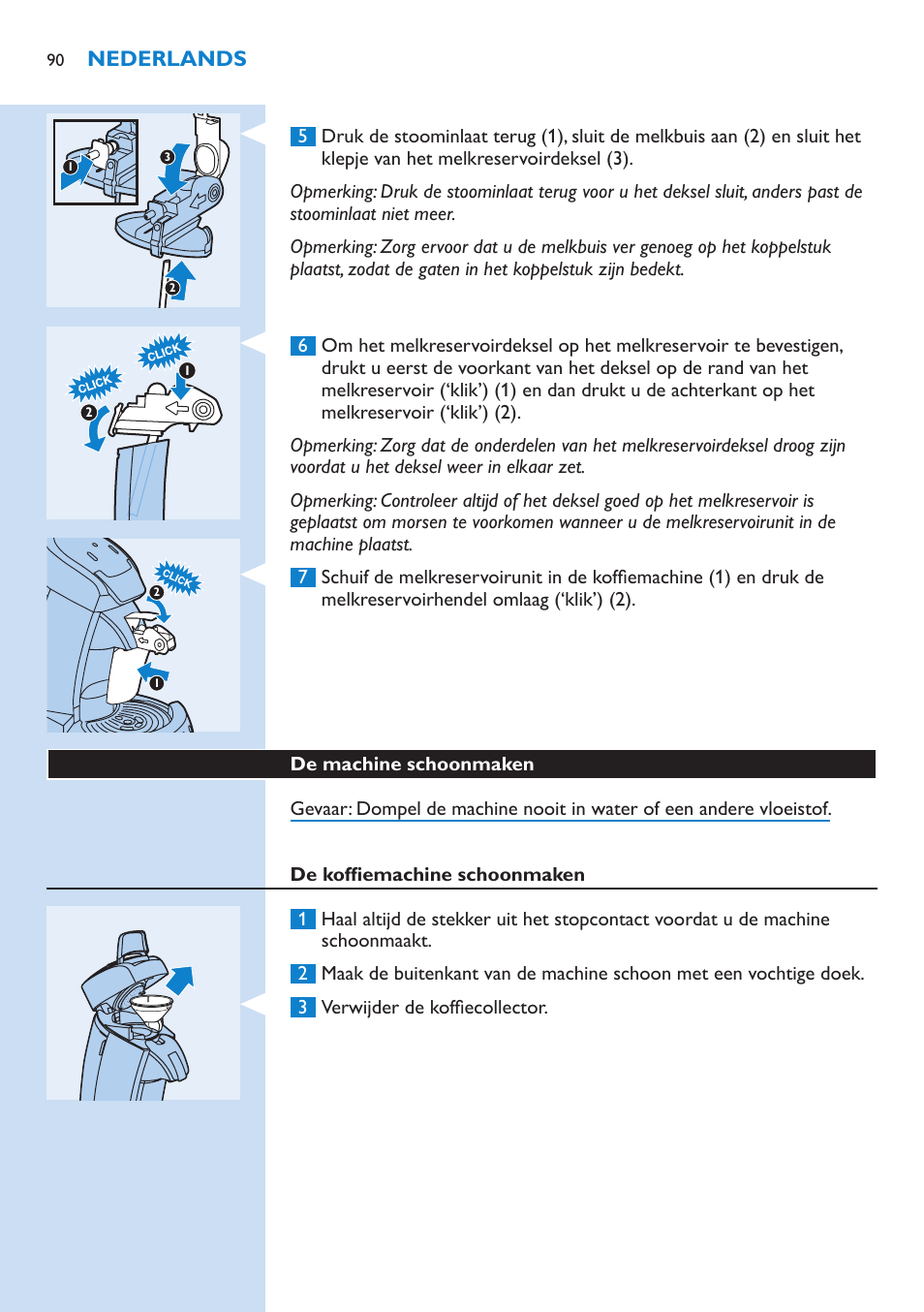 De machine schoonmaken | Philips SENSEO® Latte Select Kaffeepadmaschine User Manual | Page 90 / 102