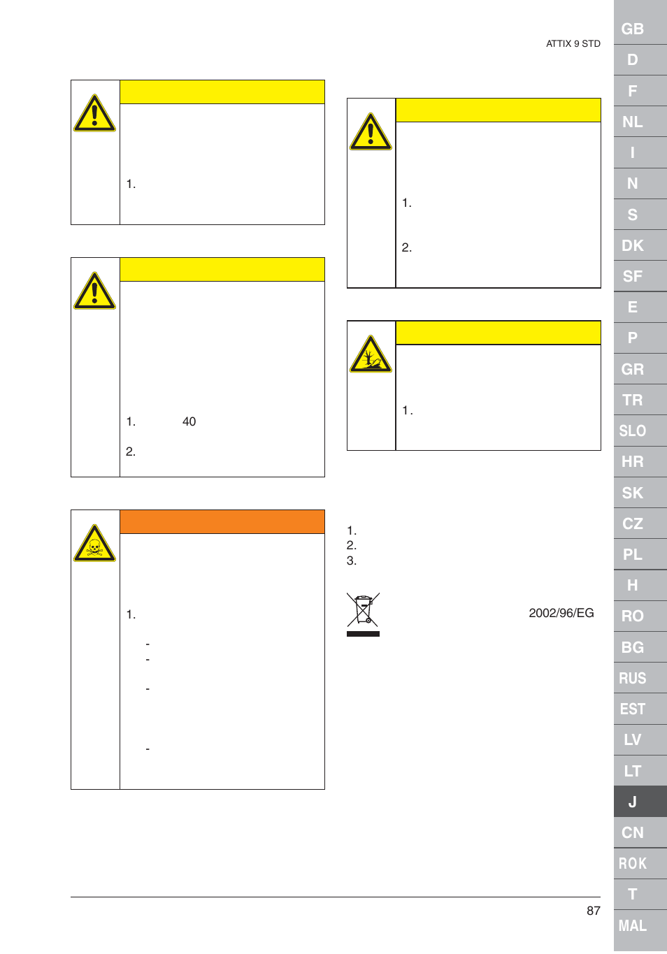 Nilfisk-ALTO 961-01 User Manual | Page 87 / 105