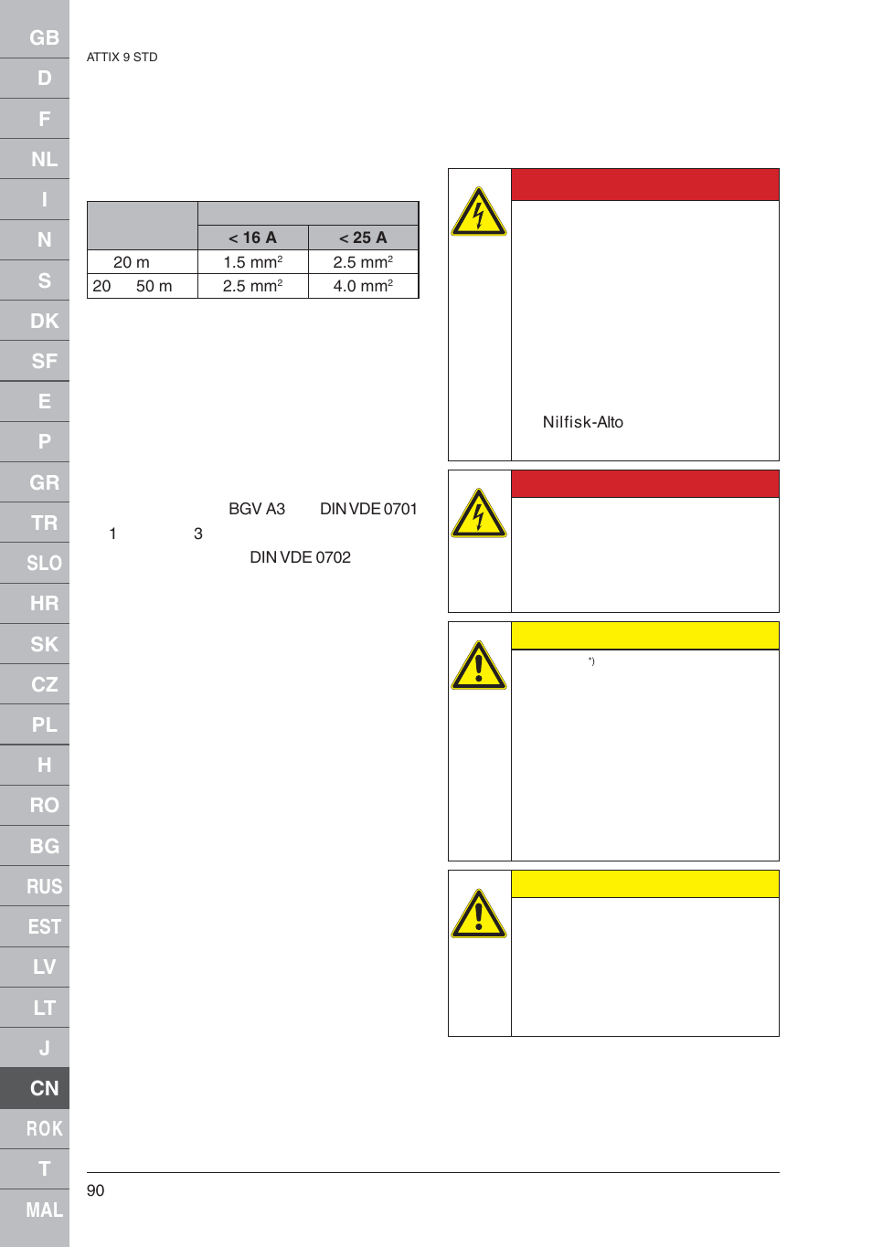 Nilfisk-ALTO 961-01 User Manual | Page 90 / 105