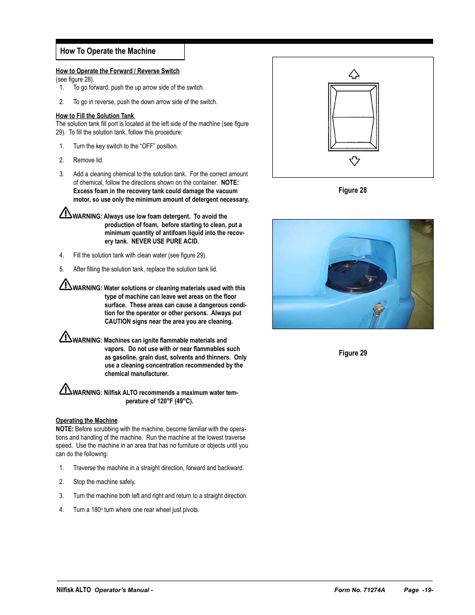 Nilfisk-ALTO SCRUBTEC 571 User Manual | Page 19 / 76