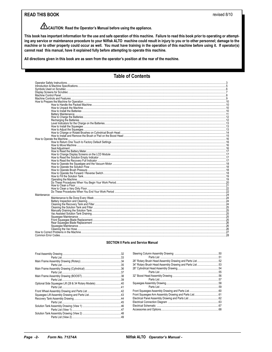 Nilfisk-ALTO SCRUBTEC 571 User Manual | Page 2 / 76