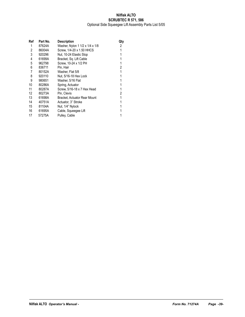 Nilfisk-ALTO SCRUBTEC 571 User Manual | Page 39 / 76
