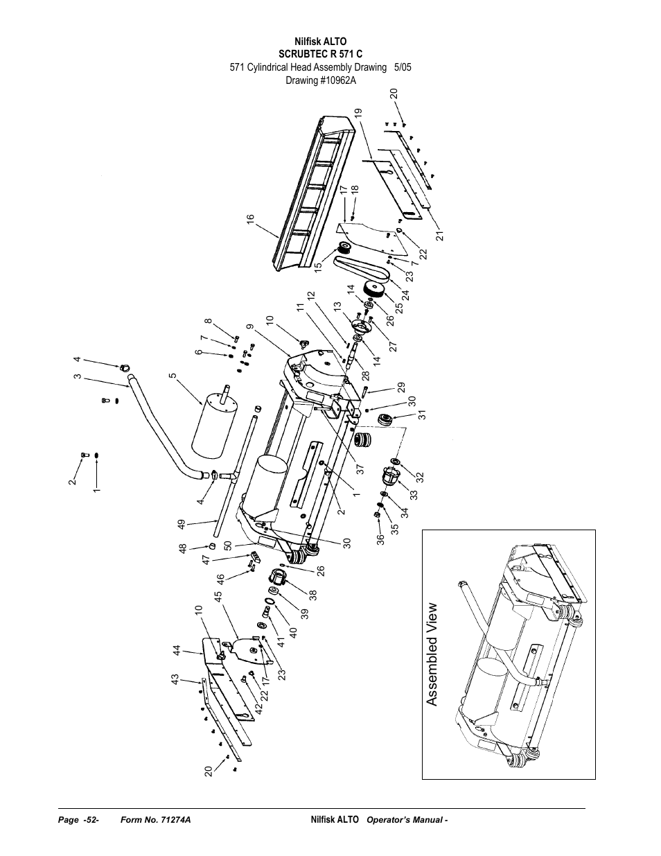 Assembled v iew | Nilfisk-ALTO SCRUBTEC 571 User Manual | Page 52 / 76