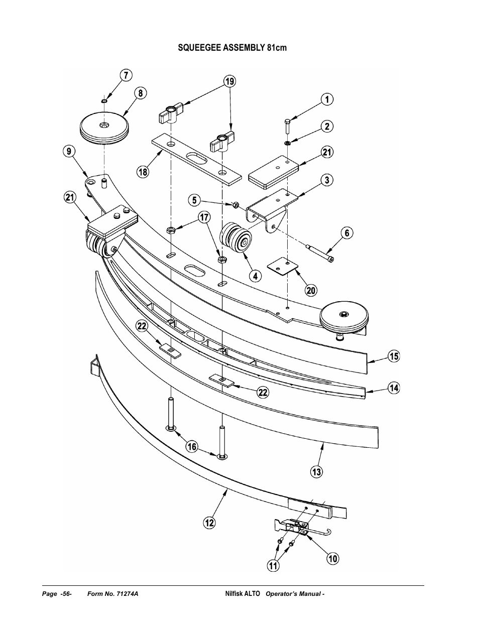 Squeegee assembly 81cm | Nilfisk-ALTO SCRUBTEC 571 User Manual | Page 56 / 76