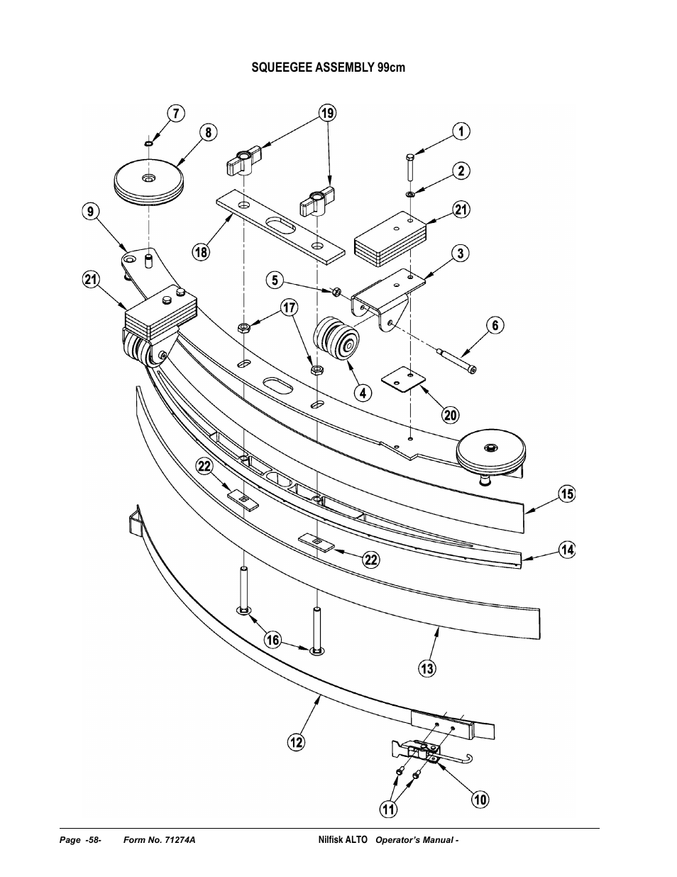 Squeegee assembly 99cm | Nilfisk-ALTO SCRUBTEC 571 User Manual | Page 58 / 76