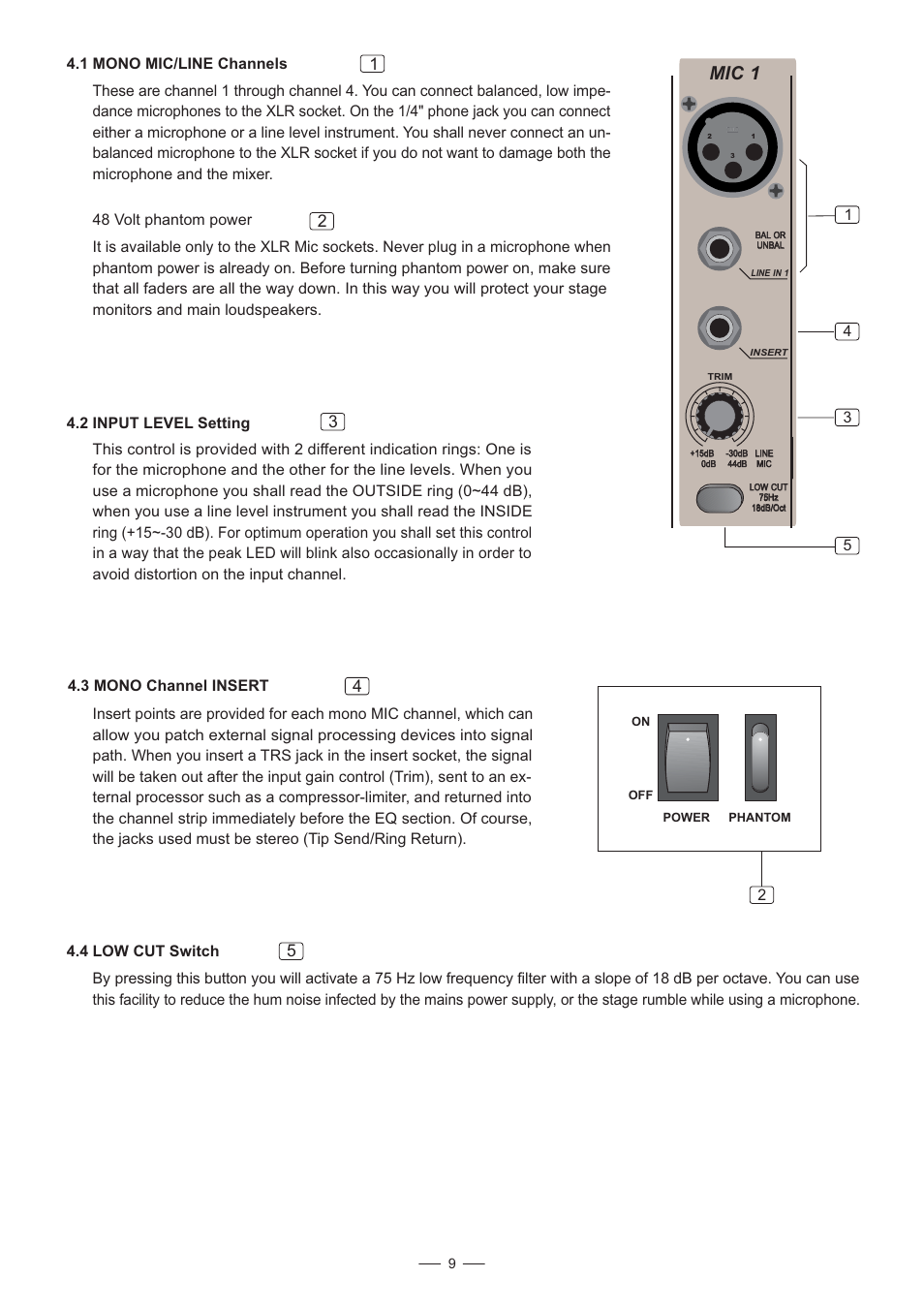 Mic 1, 1 mono mic/line channels | Nilfisk-ALTO AMX-140 User Manual | Page 10 / 31