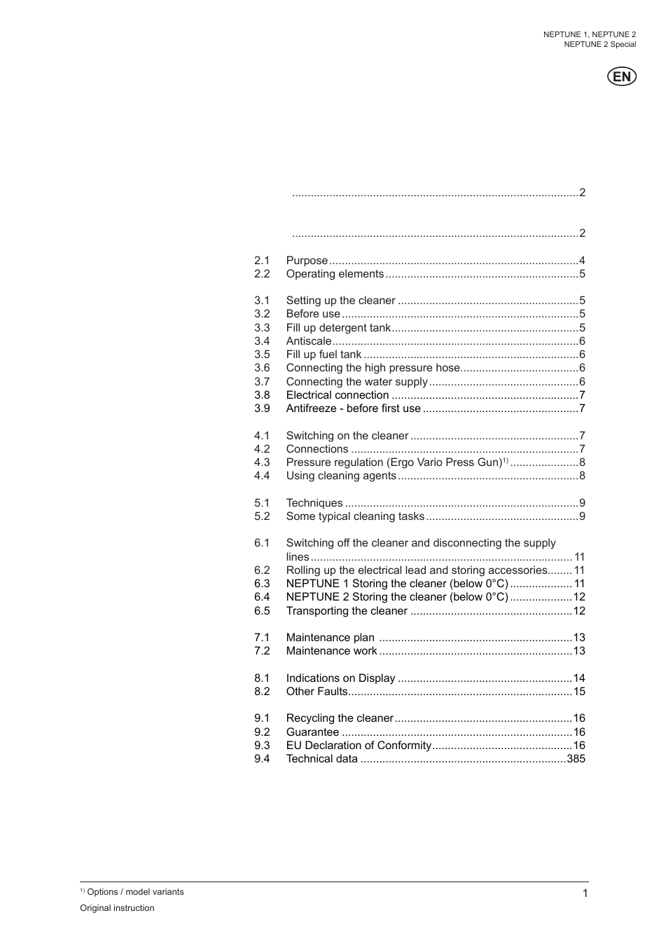 Nilfisk-ALTO NEPTUNE 1 User Manual | Page 3 / 22