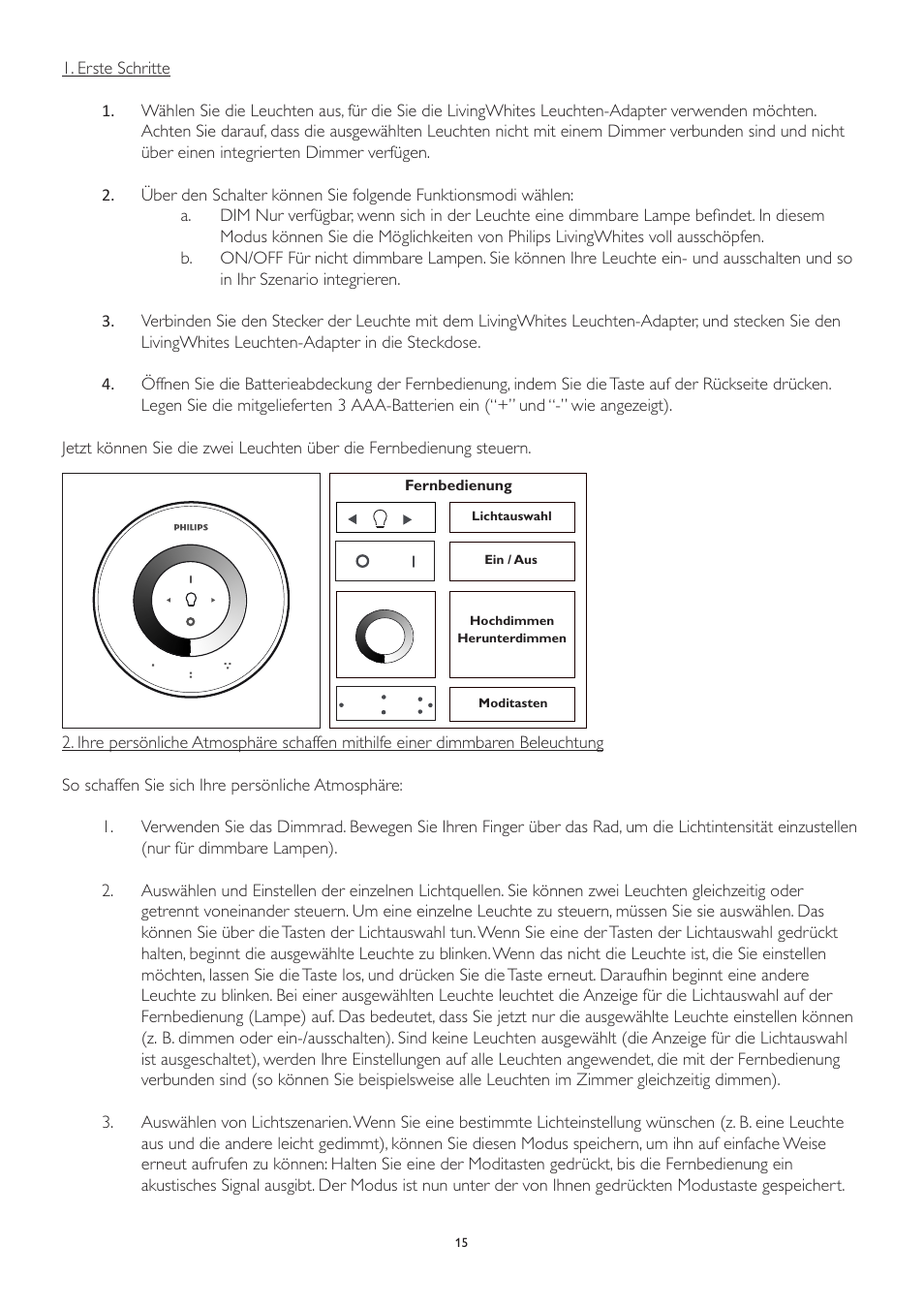 Philips LivingWhites Leuchten-Adapter Starter-Set User Manual | Page 15 / 128