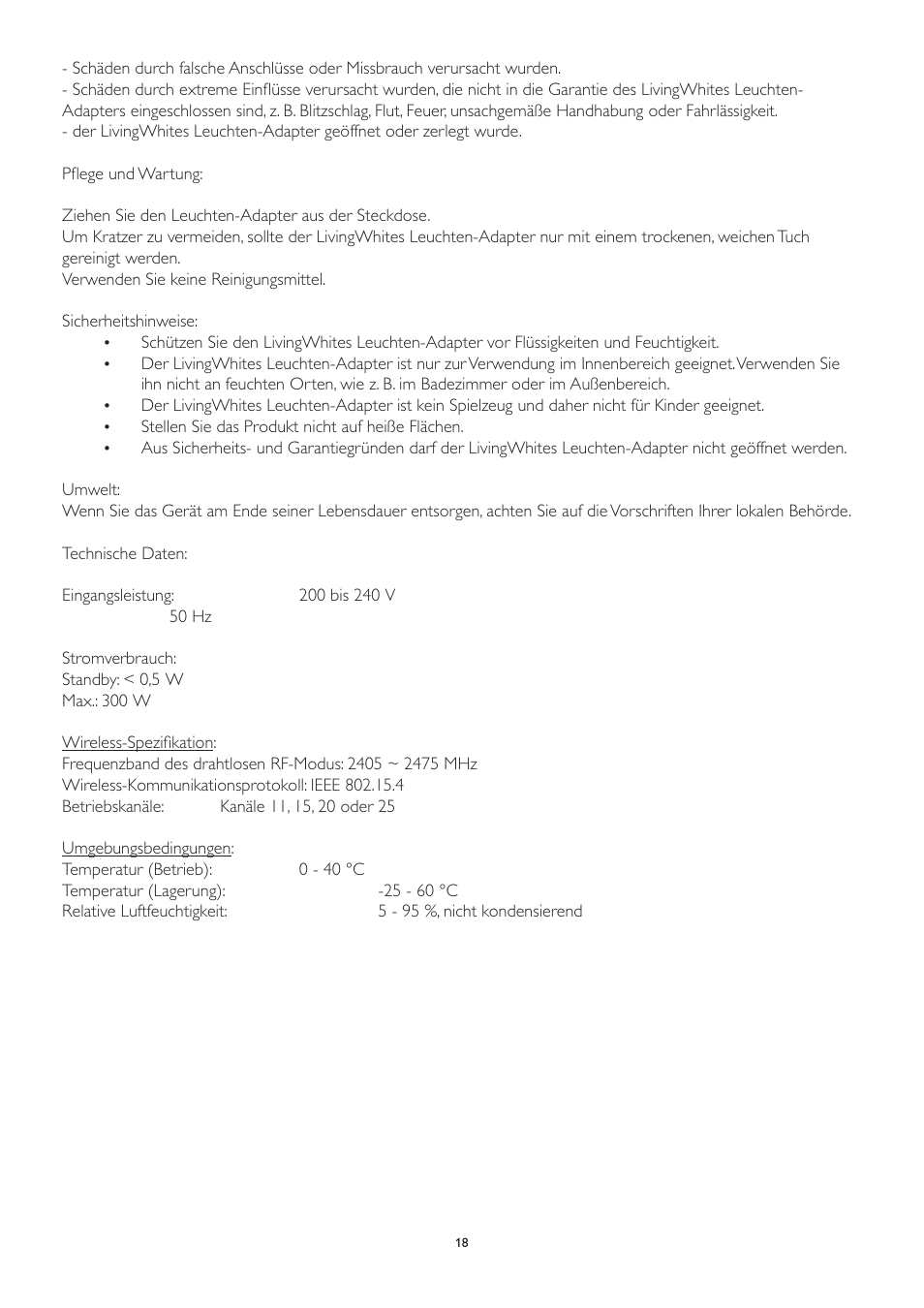 Philips LivingWhites Leuchten-Adapter Starter-Set User Manual | Page 18 / 128