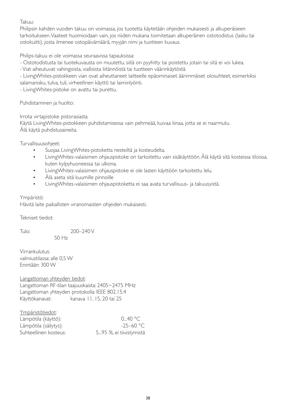 Philips LivingWhites Leuchten-Adapter Starter-Set User Manual | Page 38 / 128