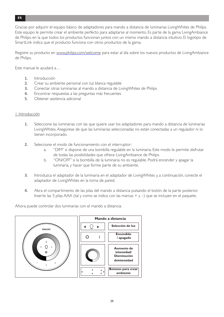 Philips LivingWhites Leuchten-Adapter Starter-Set User Manual | Page 39 / 128