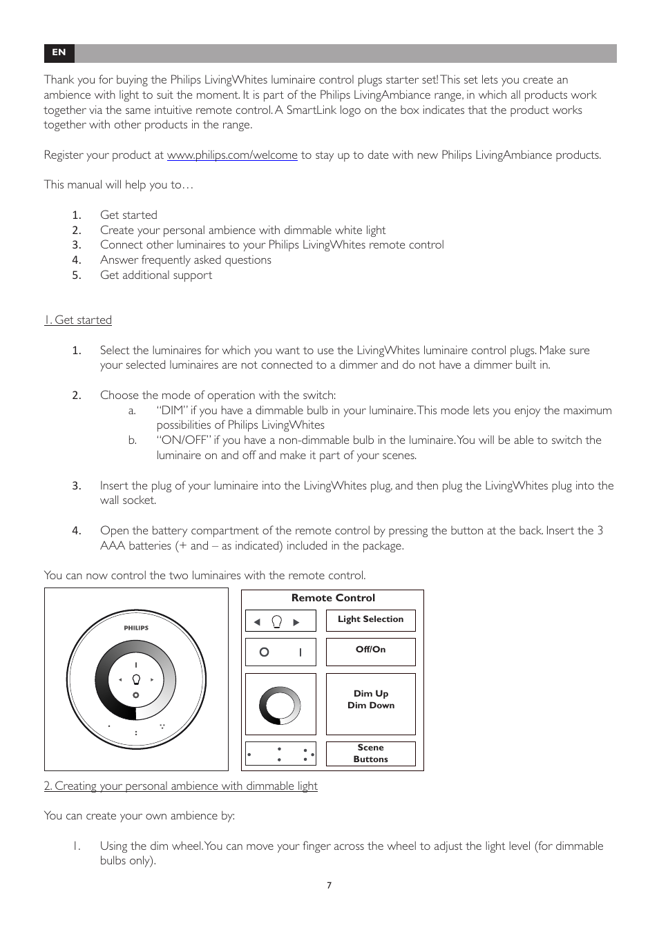 Philips LivingWhites Leuchten-Adapter Starter-Set User Manual | Page 7 / 128