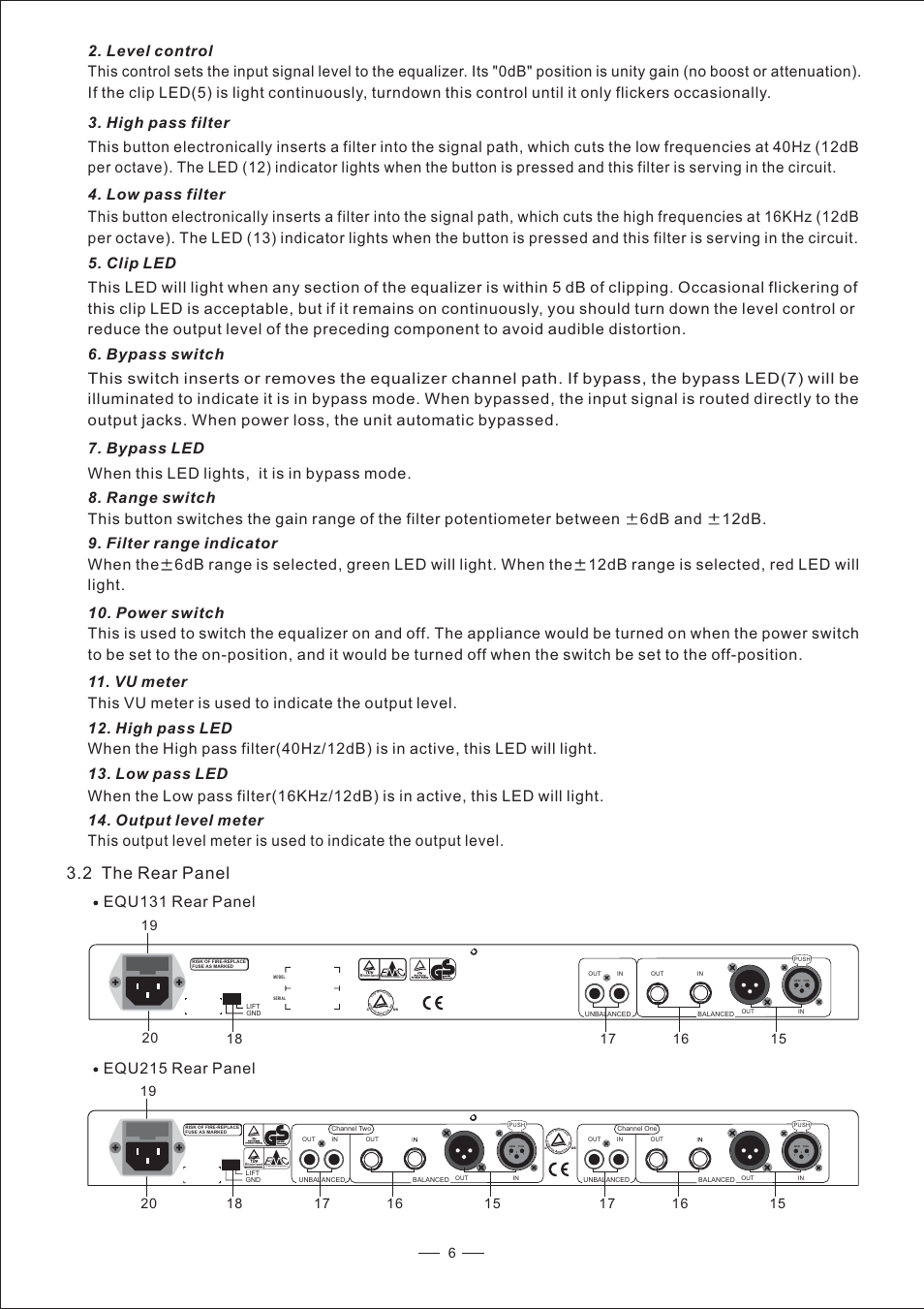2 the rear panel | Nilfisk-ALTO EQU User Manual | Page 7 / 14