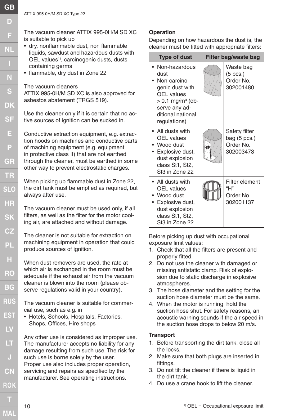 Nilfisk-ALTO M SD XC Type 22 User Manual | Page 10 / 40
