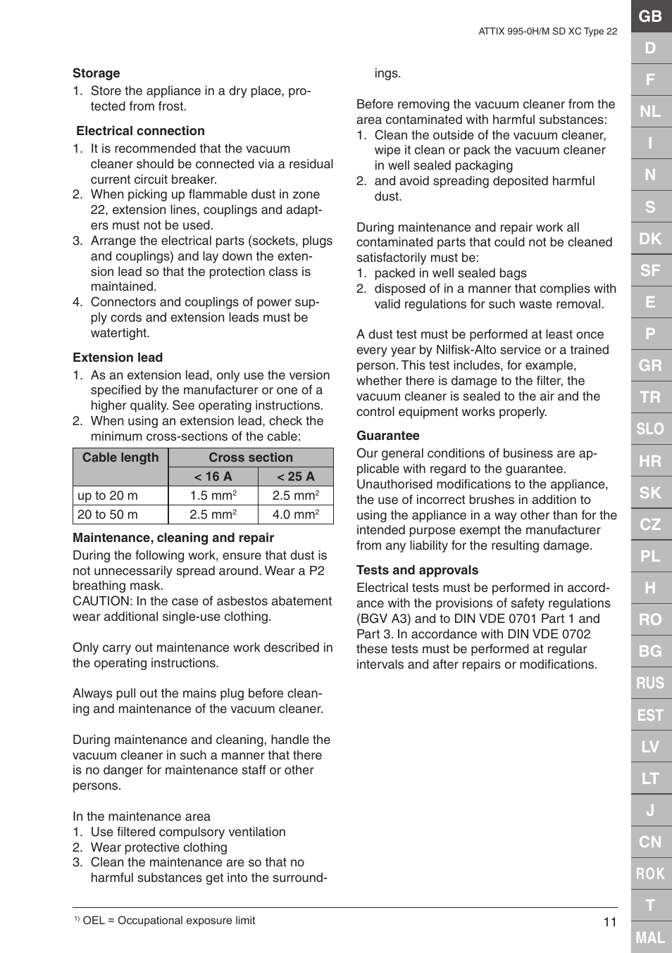 Nilfisk-ALTO M SD XC Type 22 User Manual | Page 11 / 40