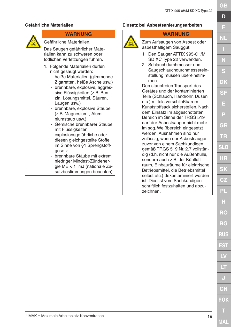 Nilfisk-ALTO M SD XC Type 22 User Manual | Page 19 / 40