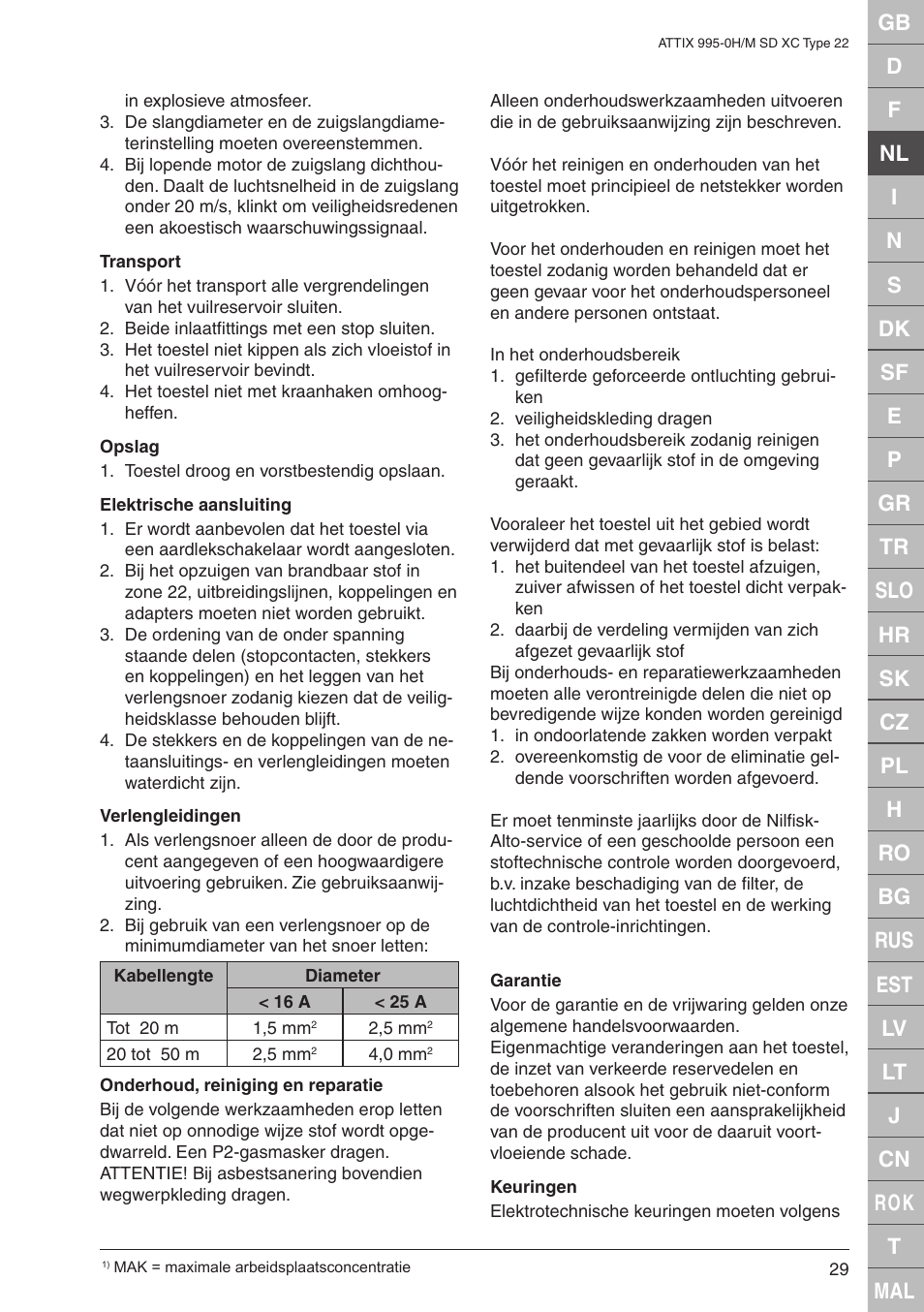 Nilfisk-ALTO M SD XC Type 22 User Manual | Page 29 / 40