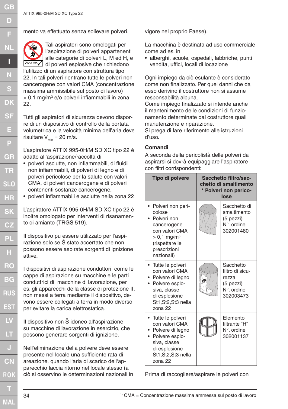 Nilfisk-ALTO M SD XC Type 22 User Manual | Page 34 / 40