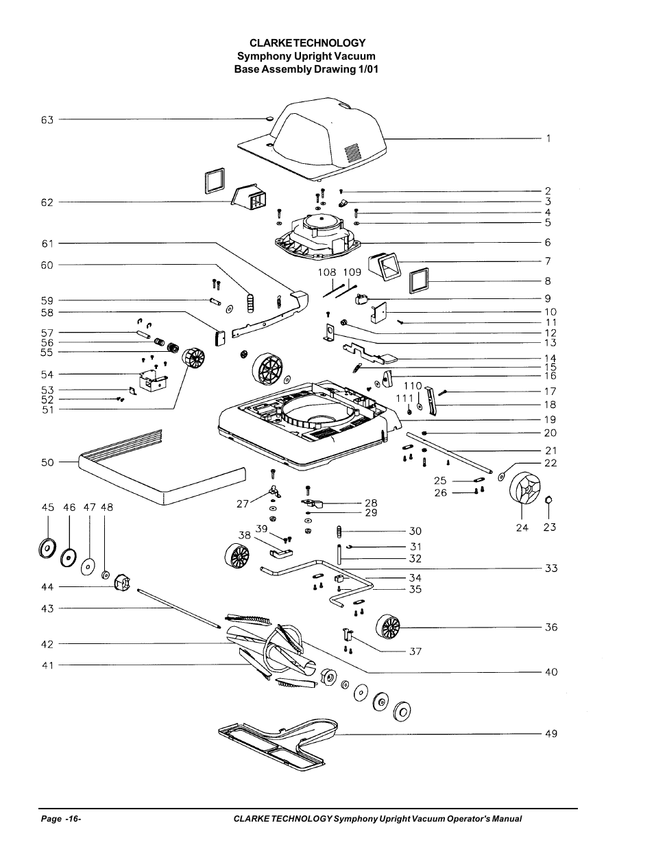 Base assembly drawing | Nilfisk-ALTO S12 User Manual | Page 16 / 22