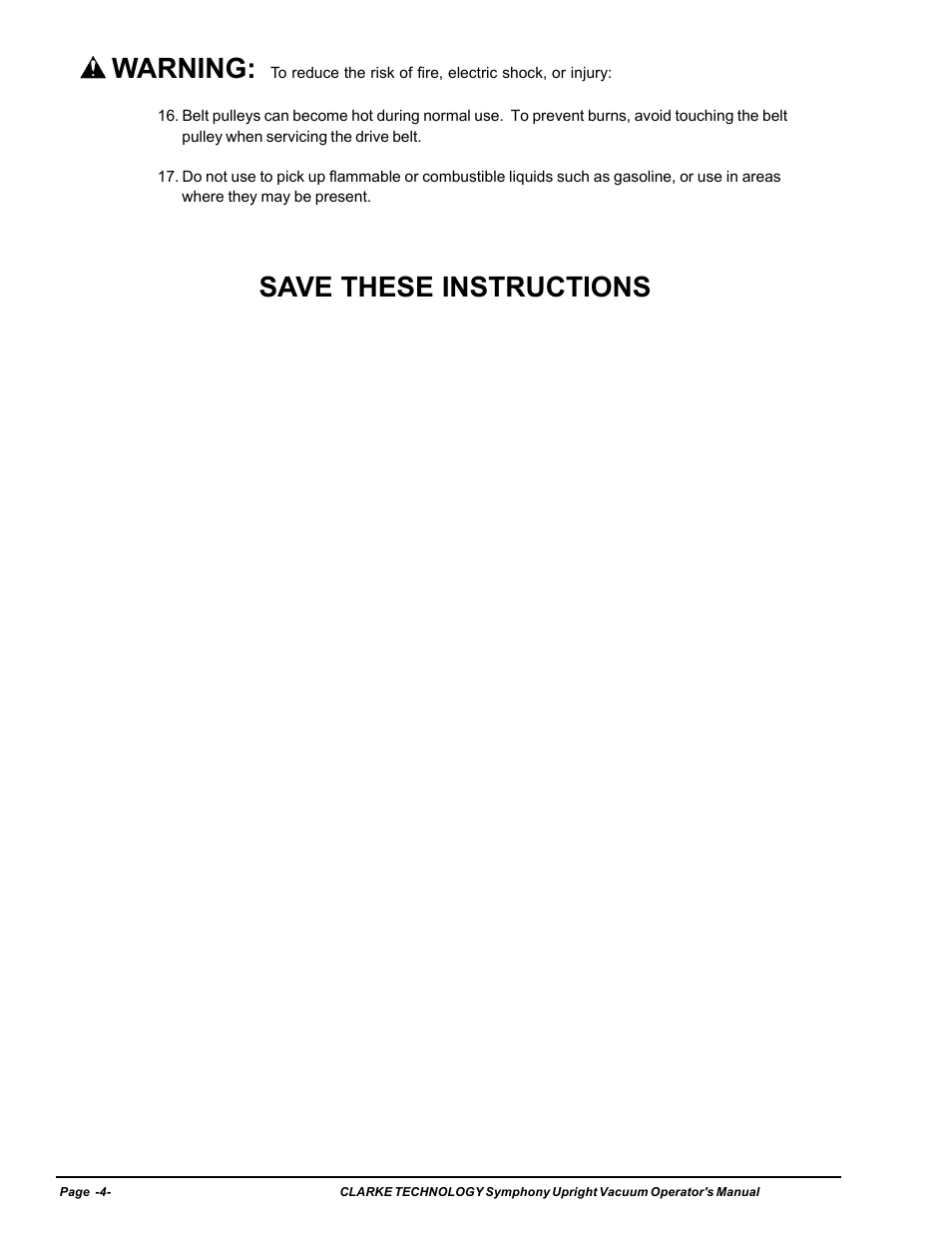 Save these instructions warning | Nilfisk-ALTO S12 User Manual | Page 4 / 22