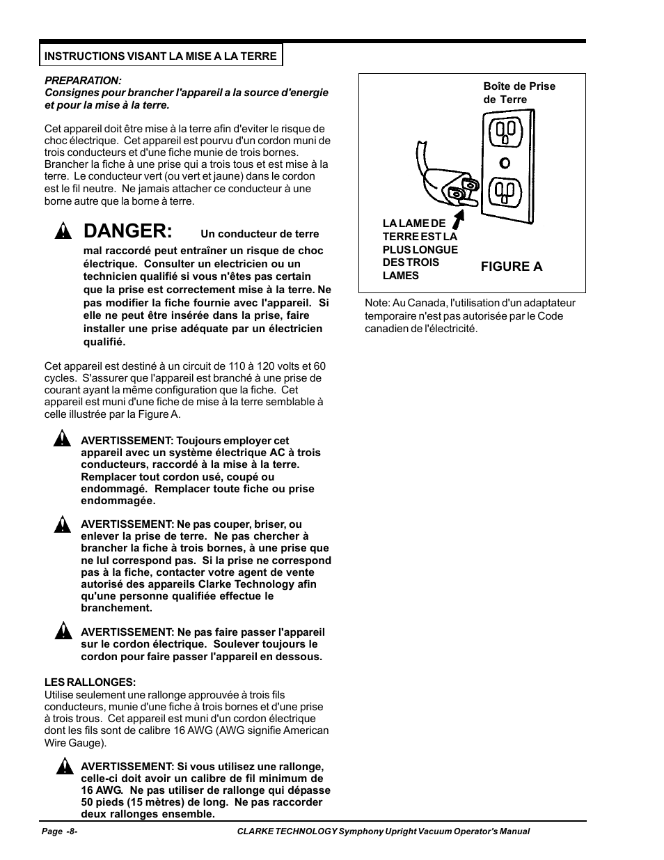 Danger | Nilfisk-ALTO S12 User Manual | Page 8 / 22