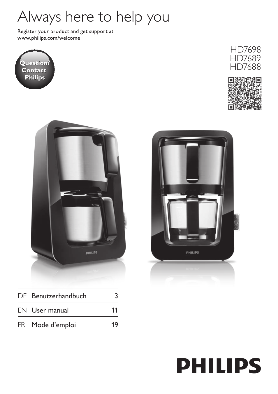 Philips Avance Collection Kaffeemaschine User Manual | 28 pages