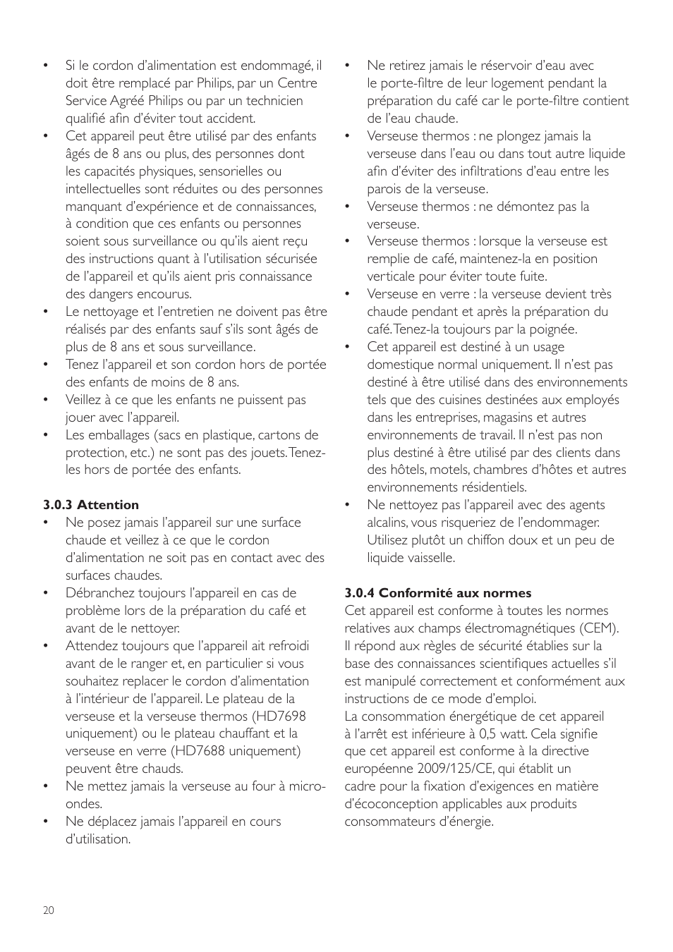 Philips Avance Collection Kaffeemaschine User Manual | Page 20 / 28