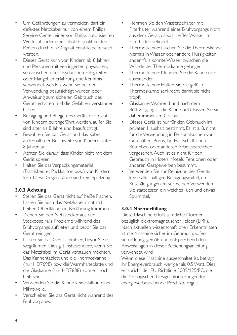 Philips Avance Collection Kaffeemaschine User Manual | Page 4 / 28