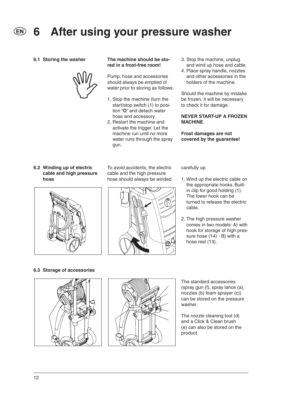 6 after using your pressure washer | Nilfisk-ALTO E 140.2 User Manual | Page 11 / 18