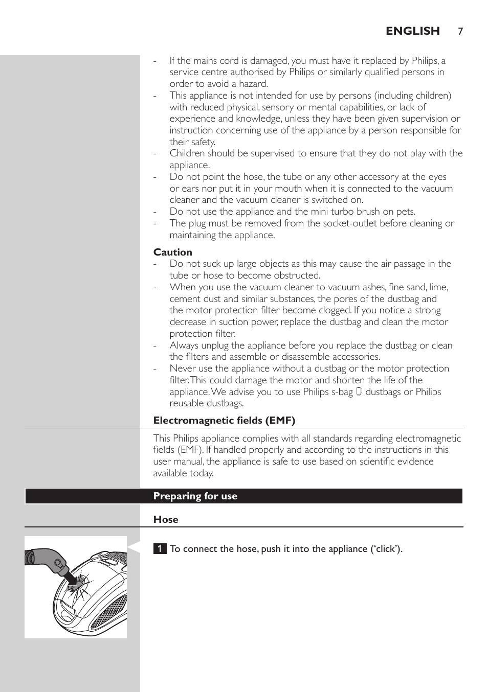 Philips EasyLife Staubsauger mit Beutel User Manual | Page 7 / 150