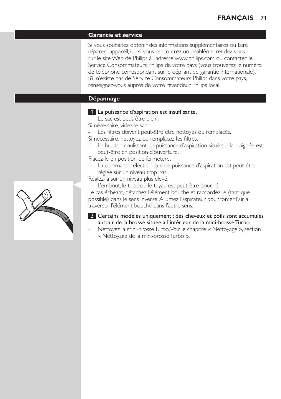 Philips EasyLife Staubsauger mit Beutel User Manual | Page 71 / 150