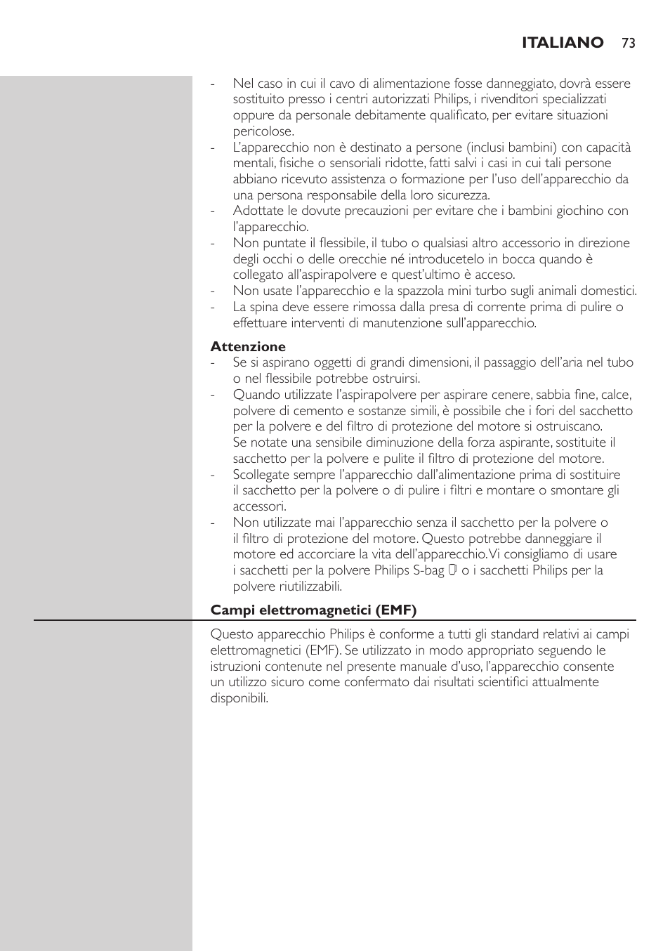 Philips EasyLife Staubsauger mit Beutel User Manual | Page 73 / 150