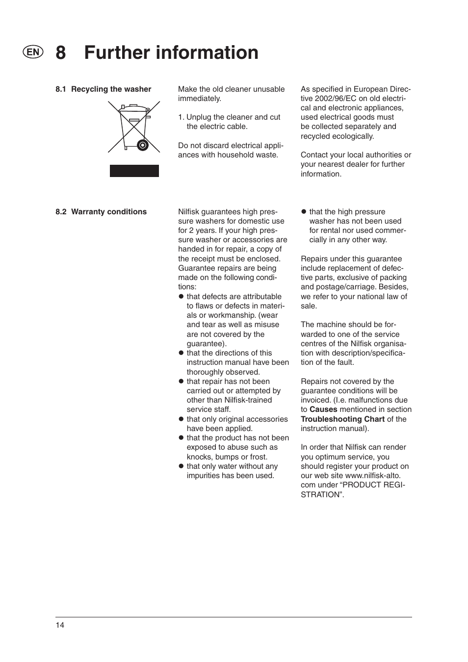 8 further information | Nilfisk-ALTO Nilfisk C 100.4 User Manual | Page 14 / 18