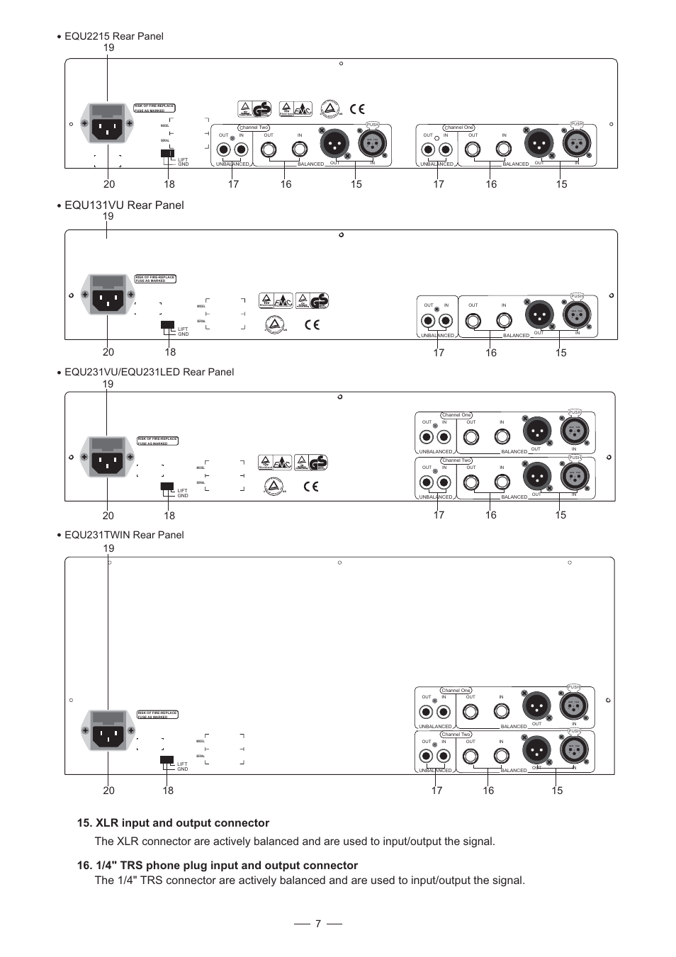 Equ131vu rear panel | Nilfisk-ALTO EQU Series User Manual | Page 8 / 15