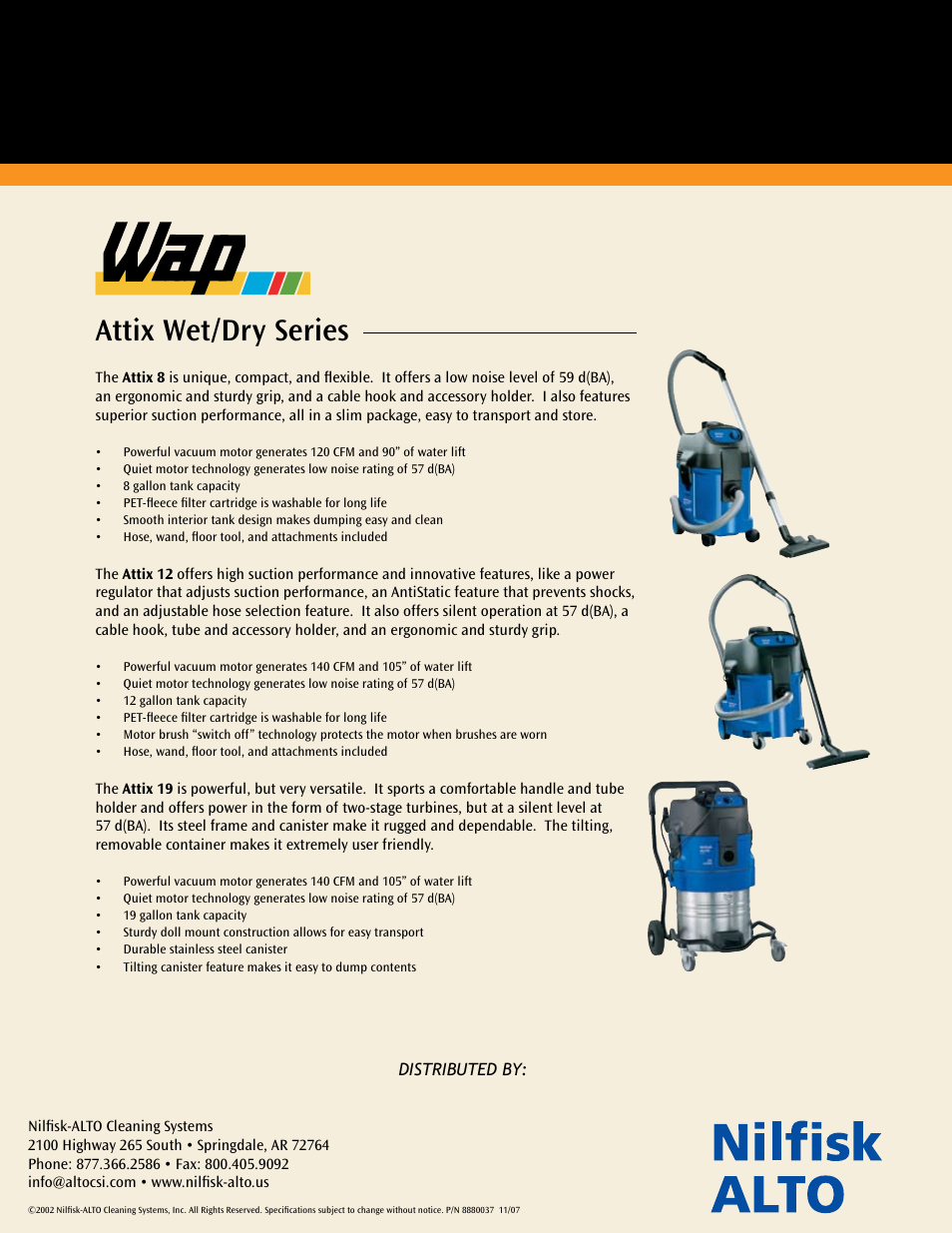 Attix wet/dry series | Nilfisk-ALTO Alto Attix Series User Manual | Page 12 / 12