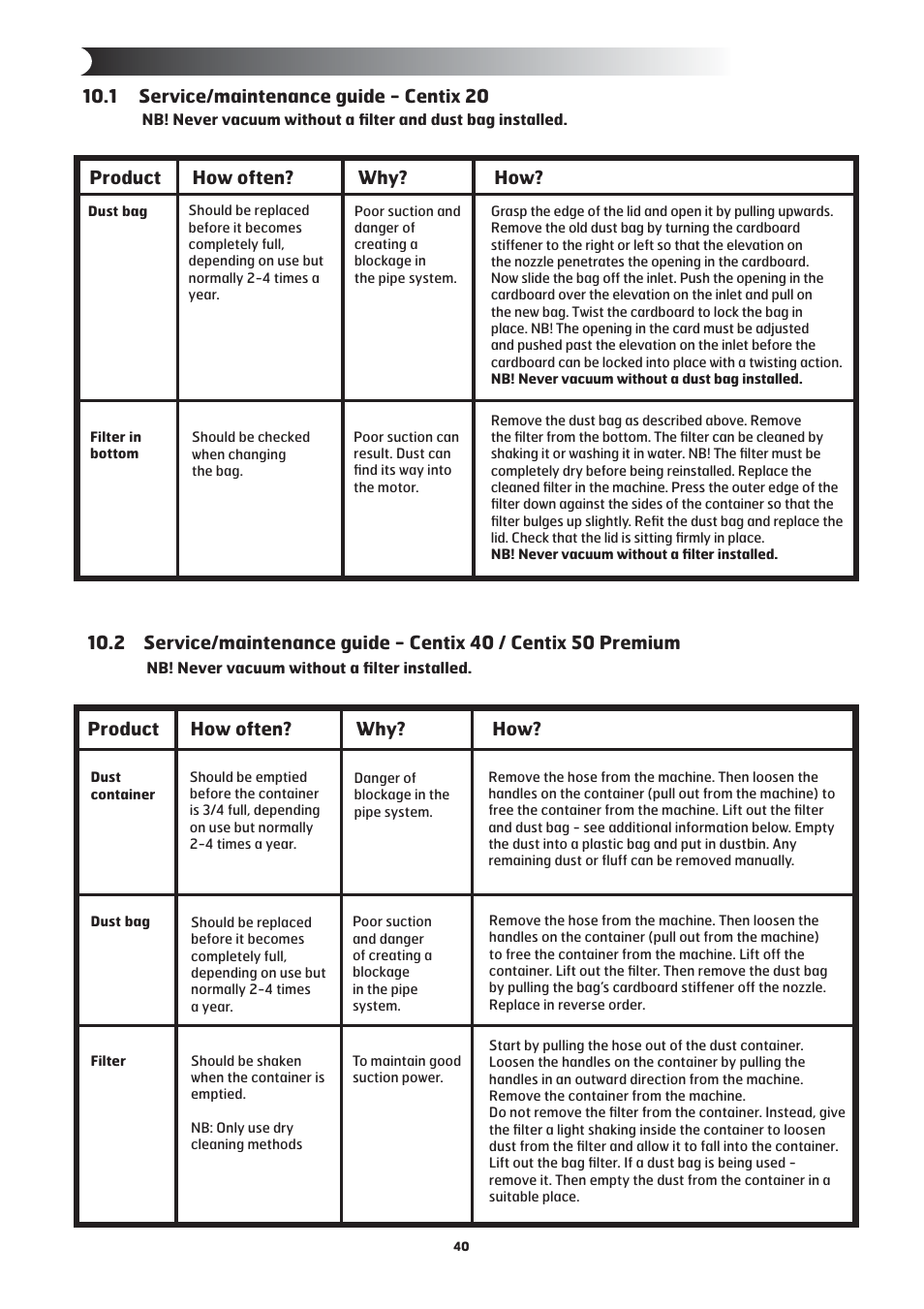 1 service/maintenance guide - centix 20 | Nilfisk-ALTO 20 User Manual | Page 14 / 49
