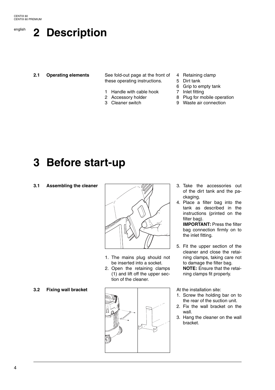 2 description, 3 before start-up | Nilfisk-ALTO 20 User Manual | Page 22 / 49