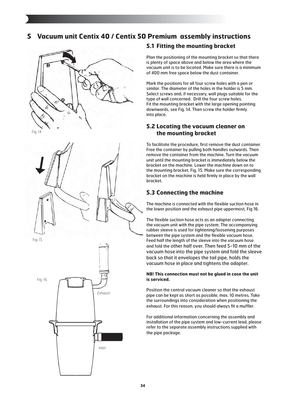 1 fitting the mounting bracket, 3 connecting the machine | Nilfisk-ALTO 20 User Manual | Page 8 / 49