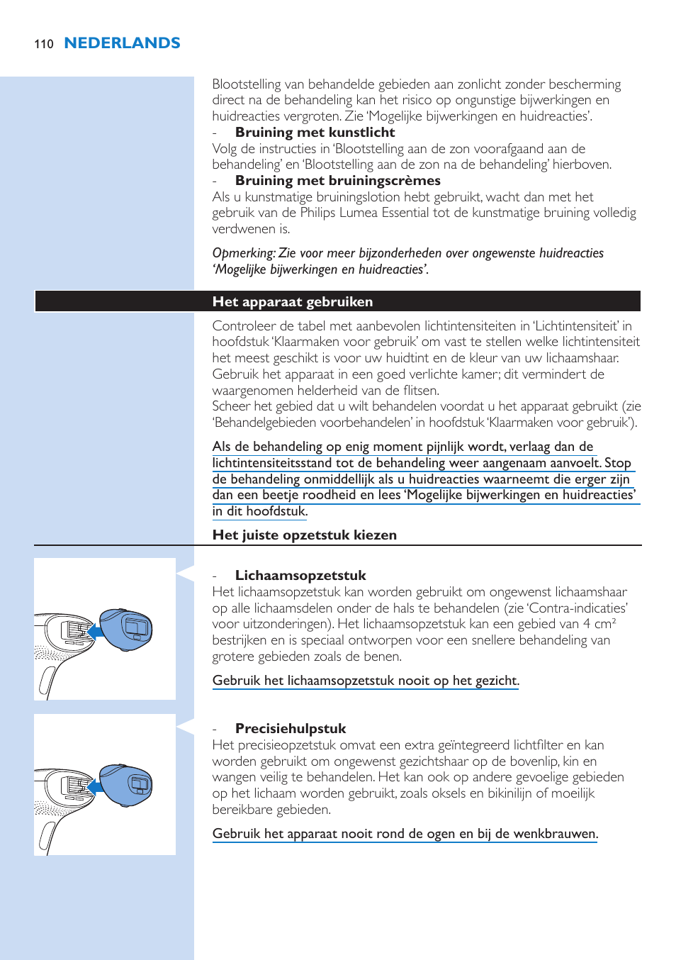 Philips Lumea IPL Haarentfernungssystem User Manual | Page 110 / 146