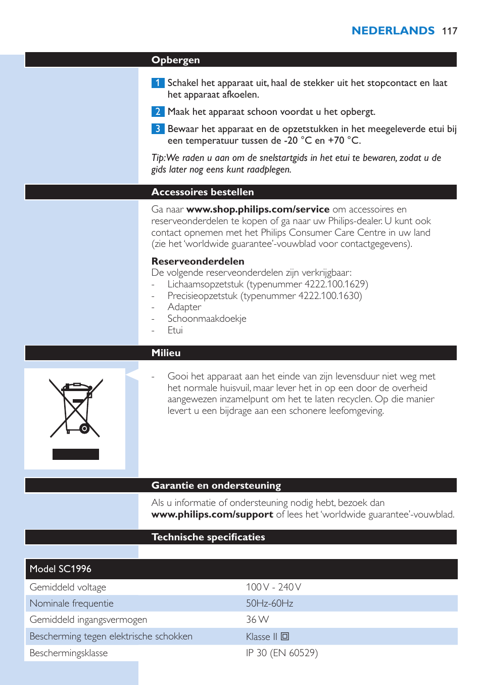 Philips Lumea IPL Haarentfernungssystem User Manual | Page 117 / 146