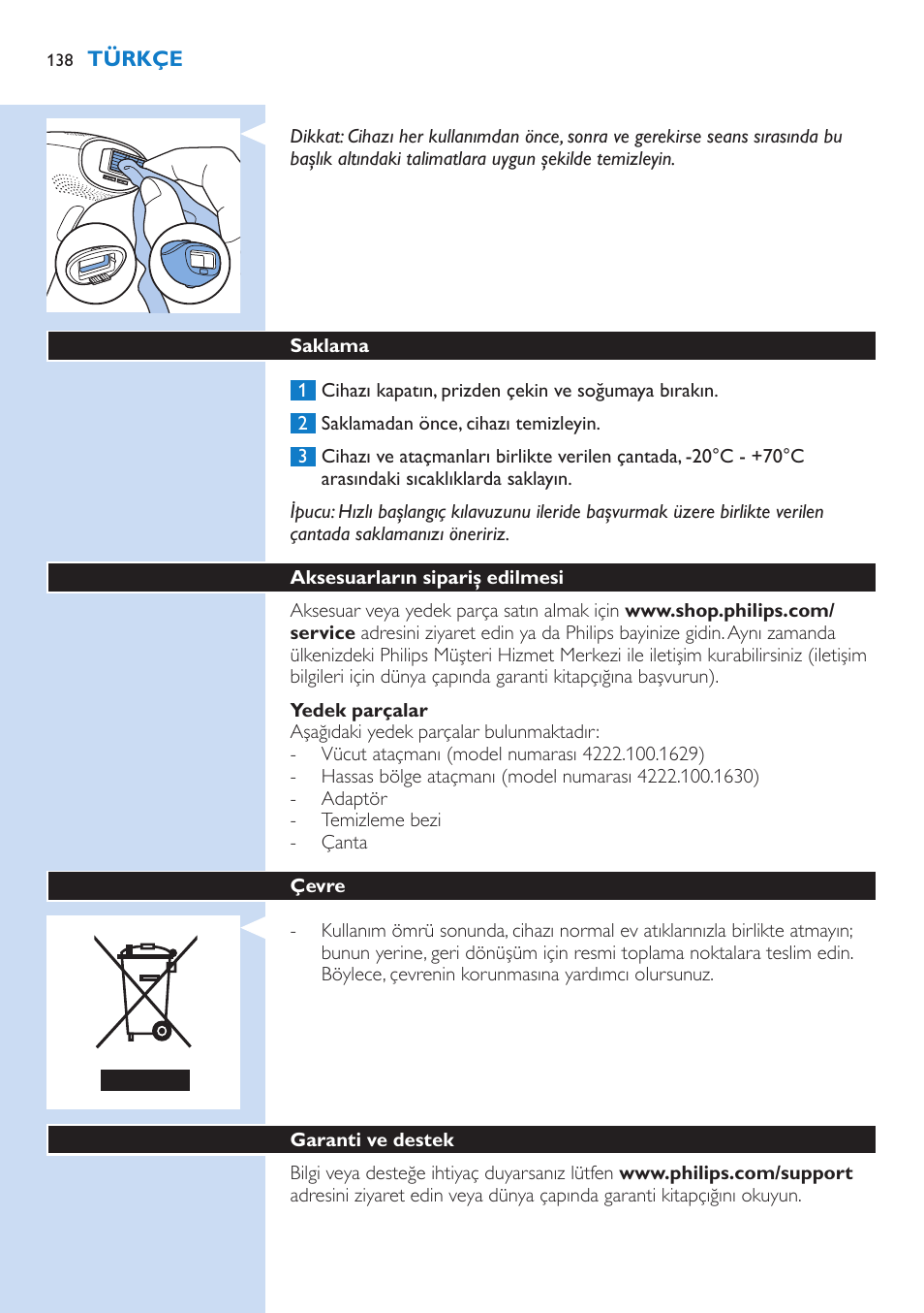 Philips Lumea IPL Haarentfernungssystem User Manual | Page 138 / 146