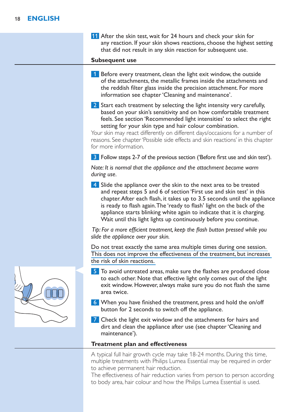 Philips Lumea IPL Haarentfernungssystem User Manual | Page 18 / 146