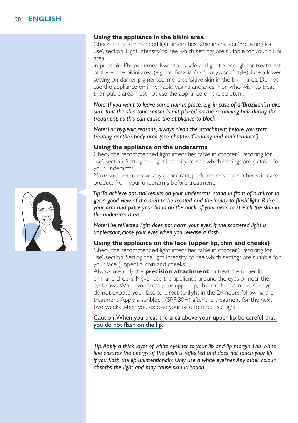 Philips Lumea IPL Haarentfernungssystem User Manual | Page 20 / 146